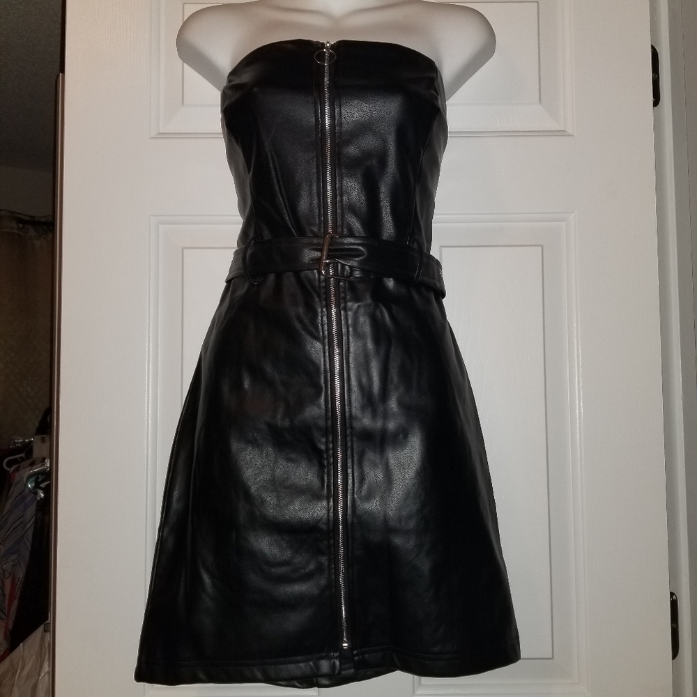 Rough Ride Vegan Leather Strapless Dress - XL (jr)